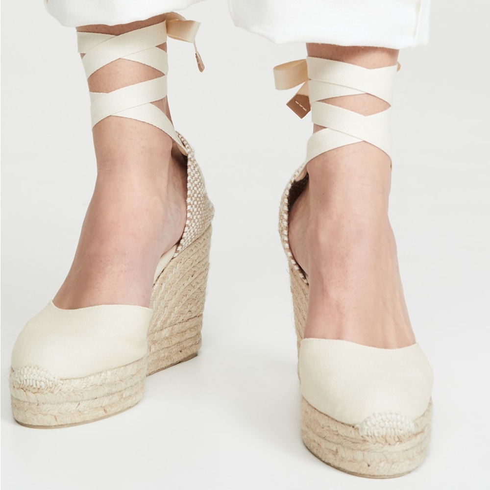 Castañer Carina Ivory Wedge Platform Espadrilles